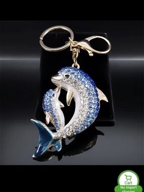 Personalized Dolphin Rhinestone Bag Charm & Keychain 💙🐬 — “Endless Love”